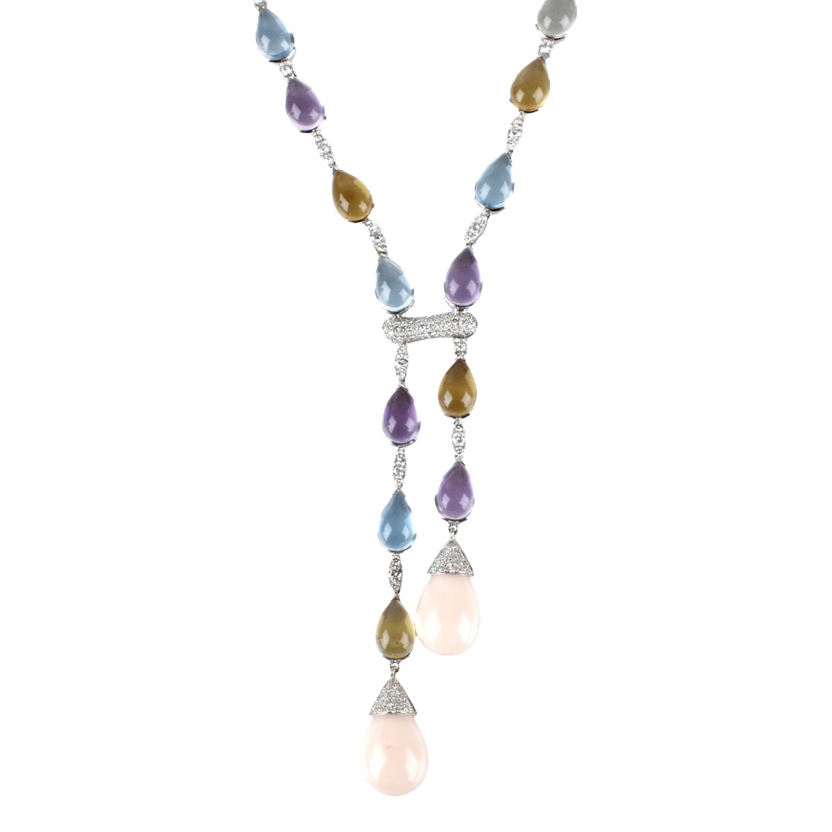 Diamond, Citrine, Topaz, Amethyst and 18K Necklace