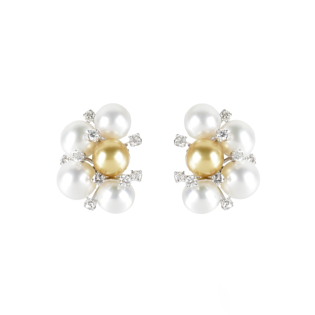 Pearl, Diamond and 18K Earrings