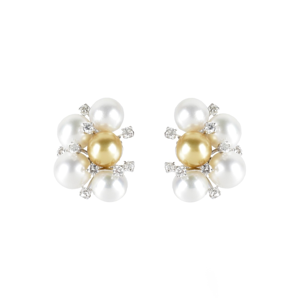 Pearl, Diamond and 18K Earrings