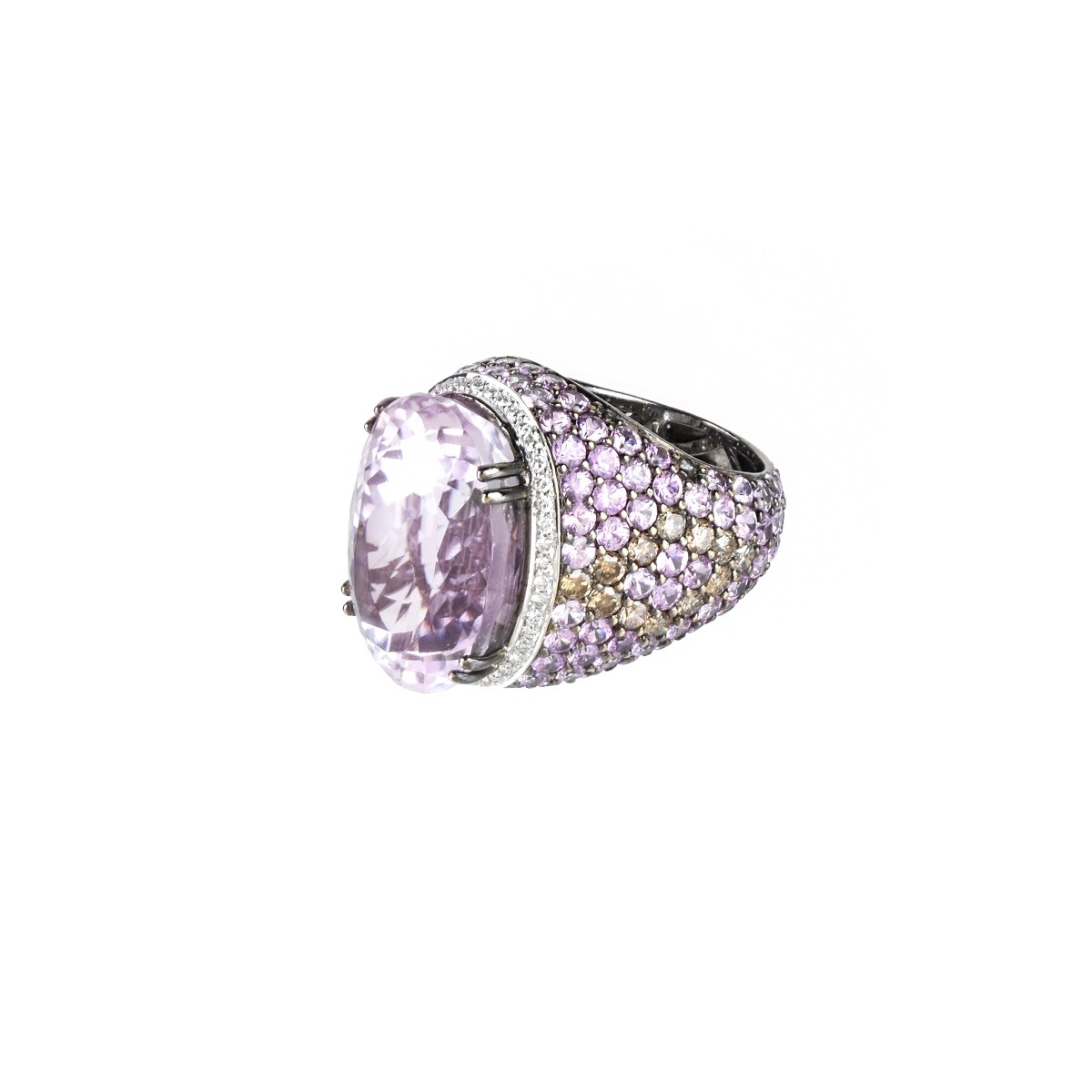 Kunzite, Sapphire, Diamond and 18K Ring