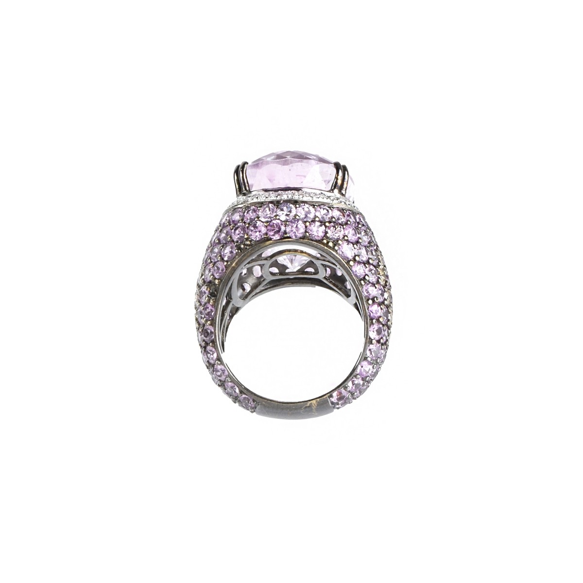 Kunzite, Sapphire, Diamond and 18K Ring