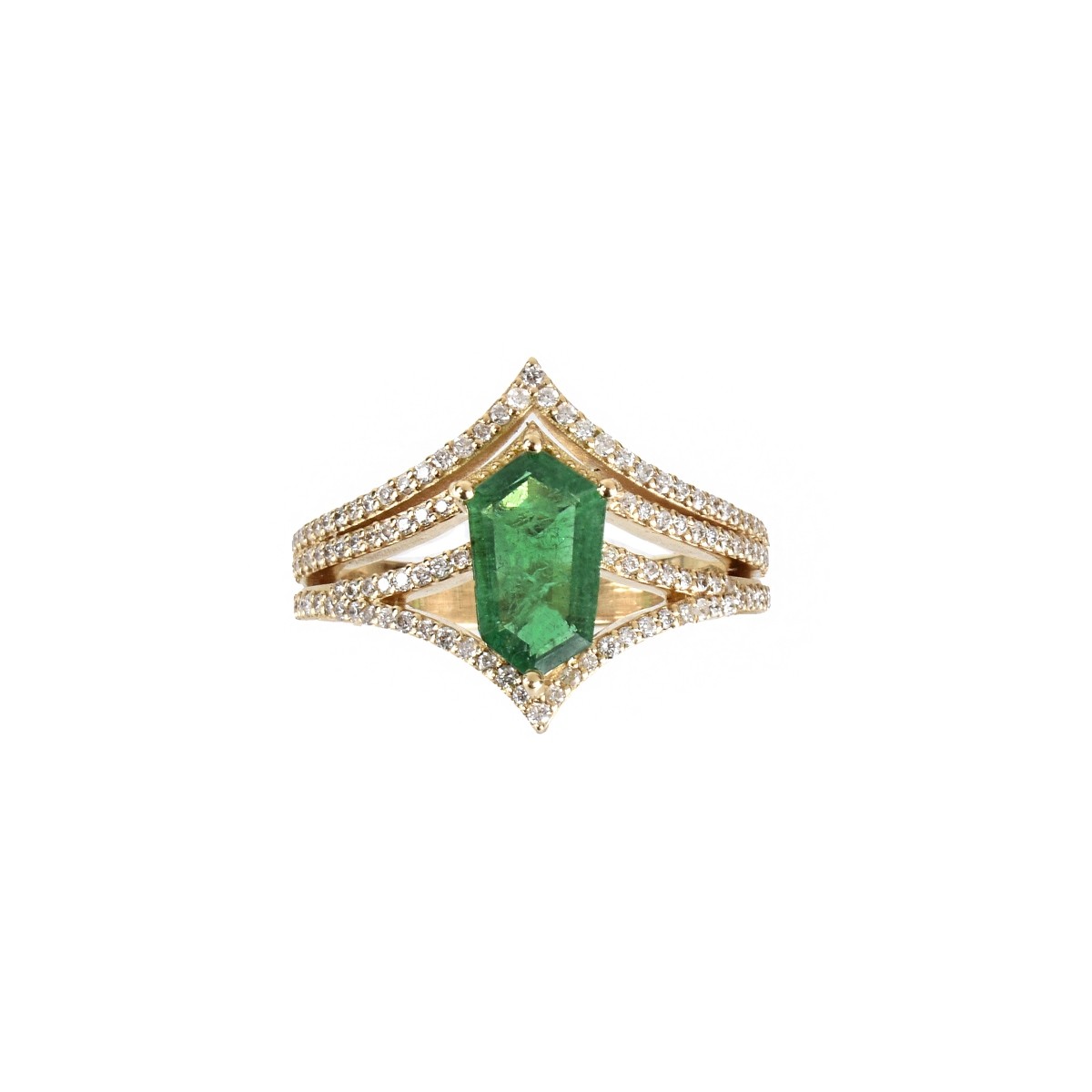 Emerald, Diamond and 18K Ring