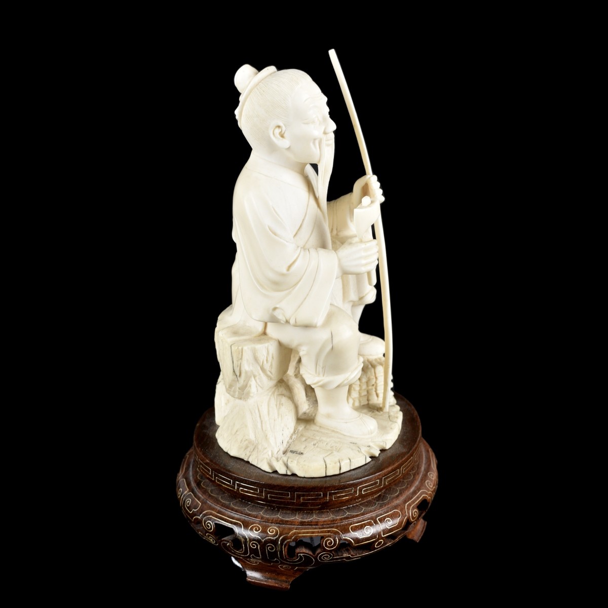Antique Chinese Carved Seated Villager