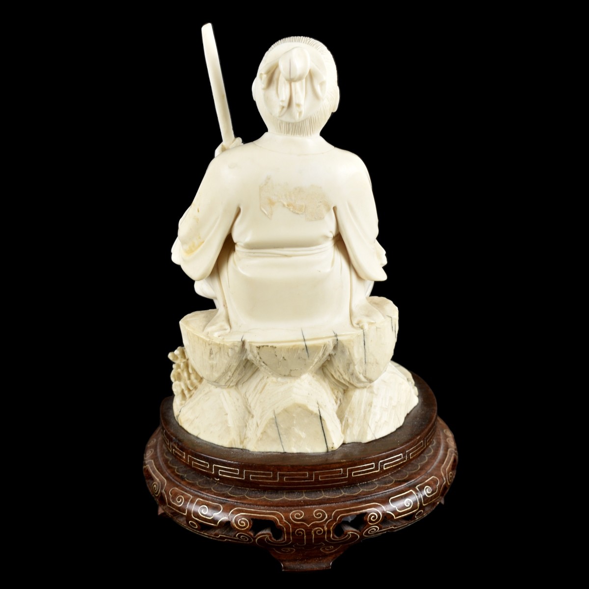 Antique Chinese Carved Seated Villager