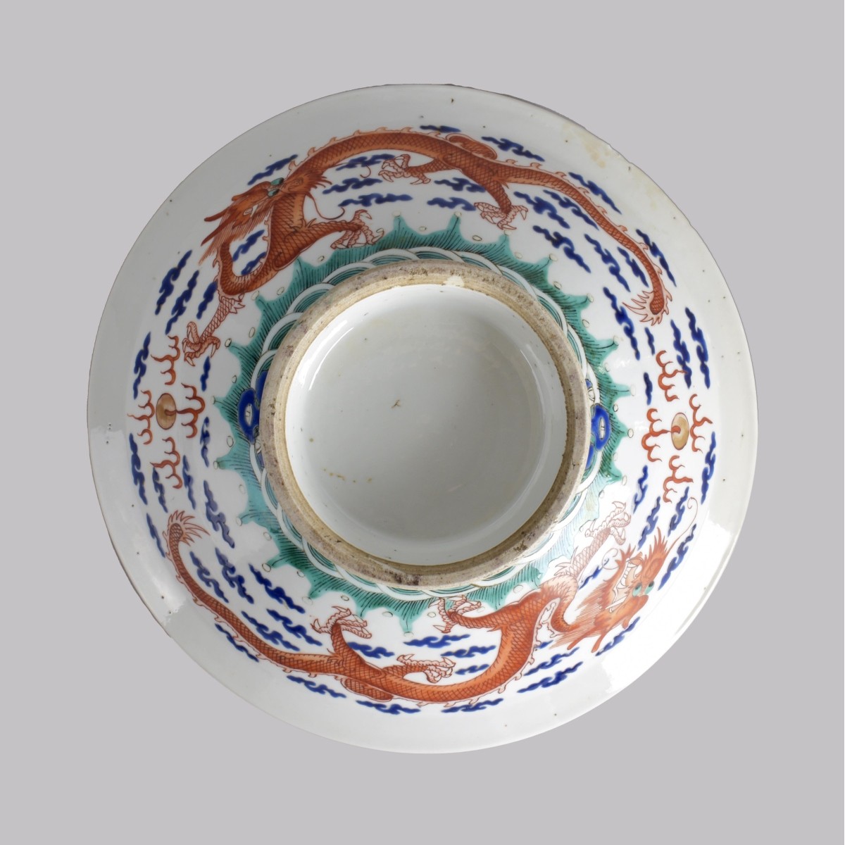 19C Chinese Famille Rose Dragon Bowl