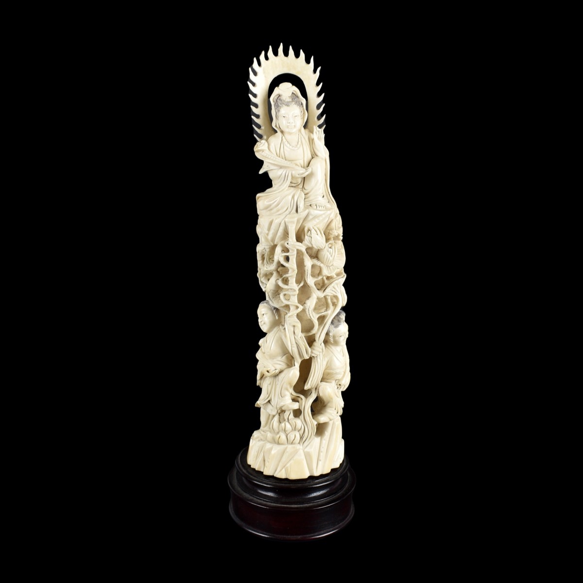 Chinese Carved Polychrome Guanyin Figurine