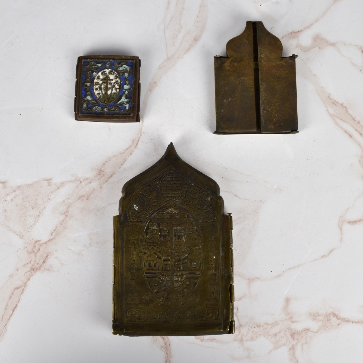Three (3) Russian Bronze Travel Icons