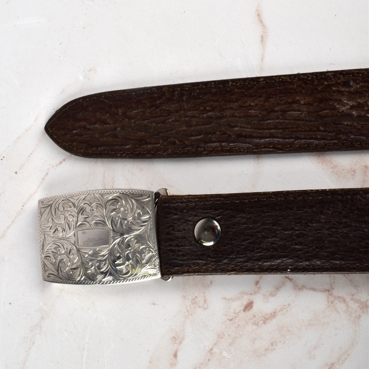 Two (2) Leather Belts with Silver Buckles