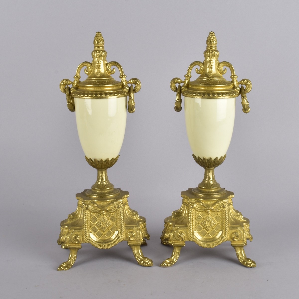 20th C Miniature Pr Sevres Bronze Urns