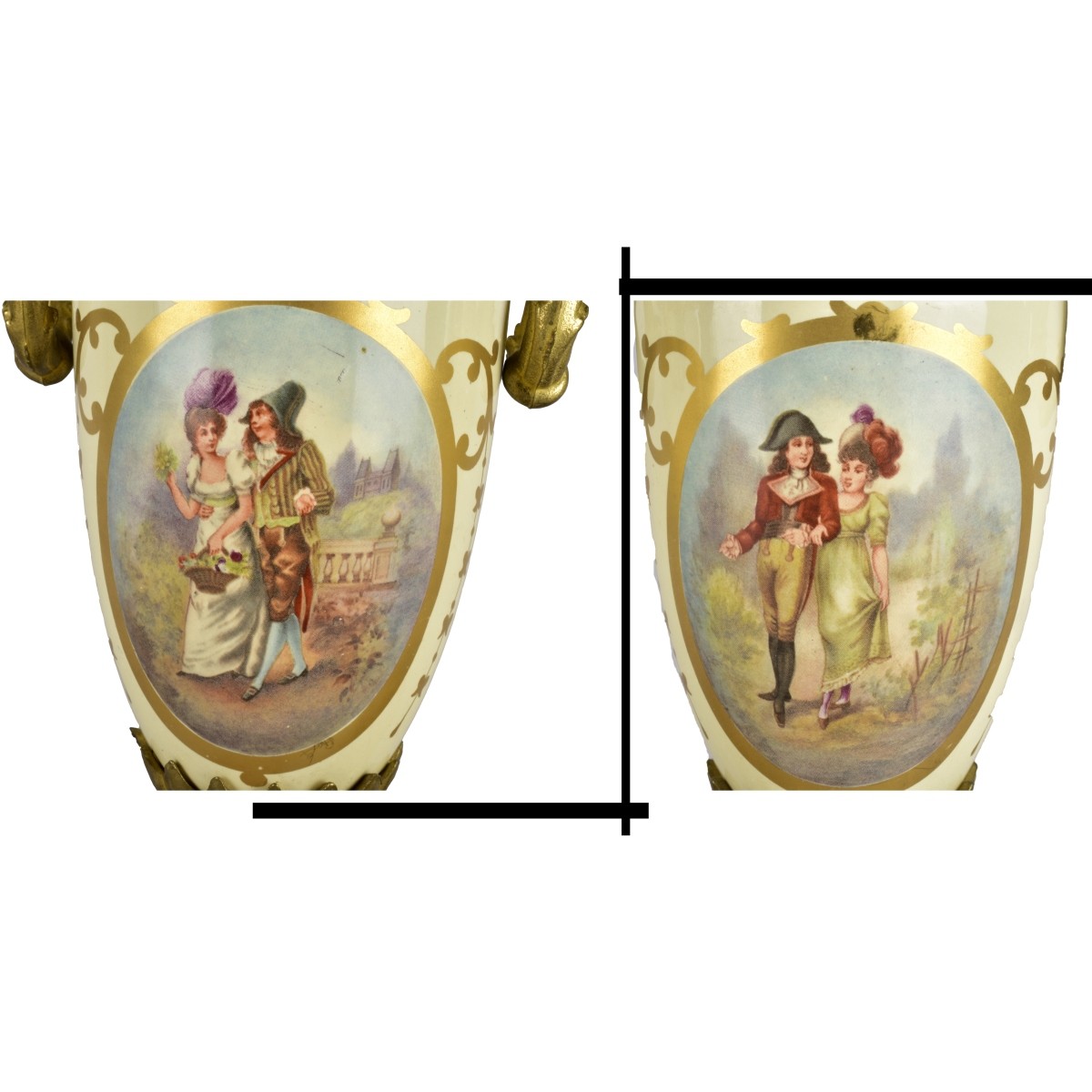 20th C Miniature Pr Sevres Bronze Urns