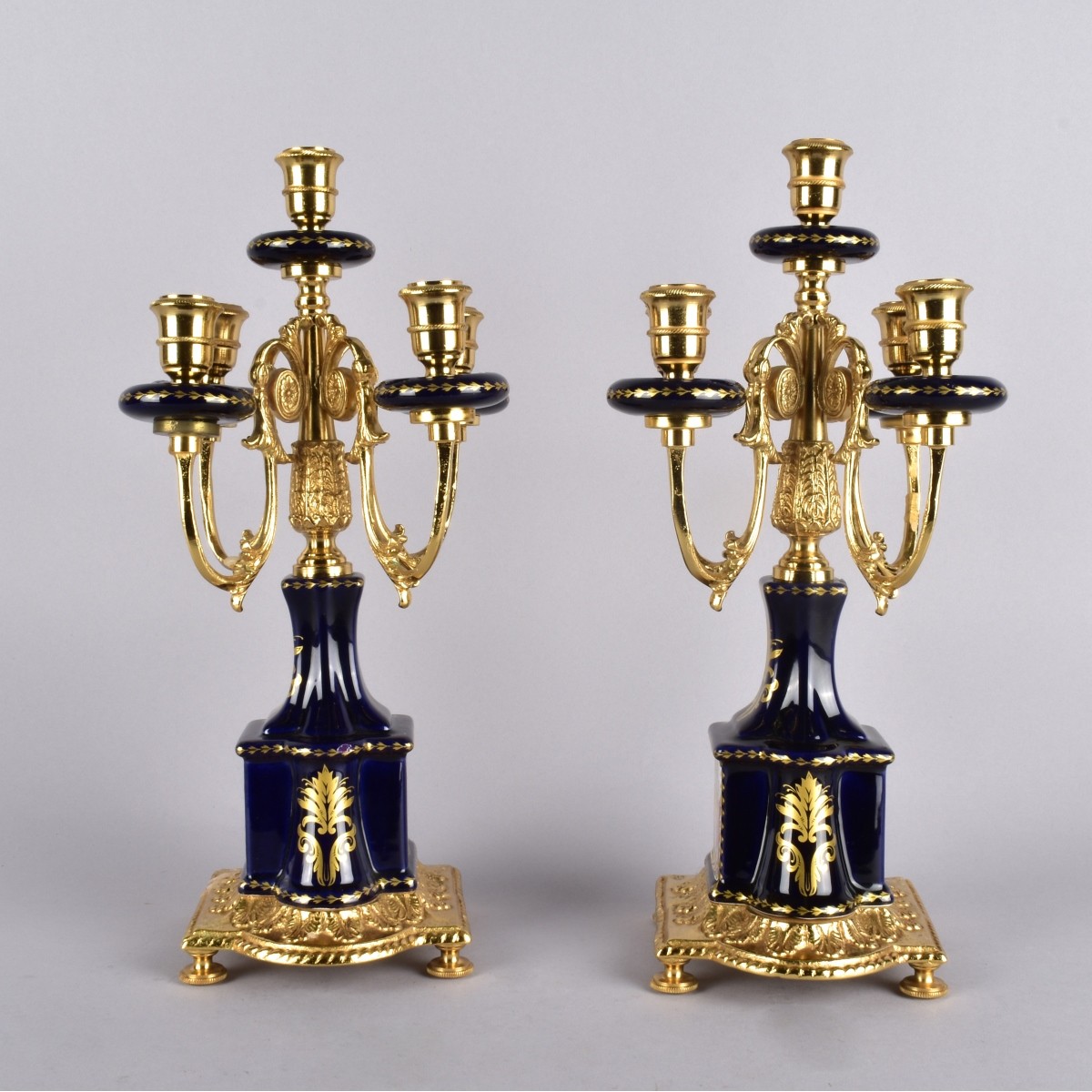 Pair 20th C Limoges Bronze Candelabra
