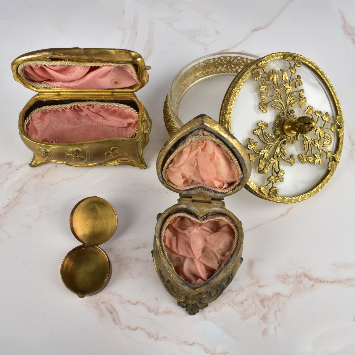 Vintage French Miniature Brass Boxes