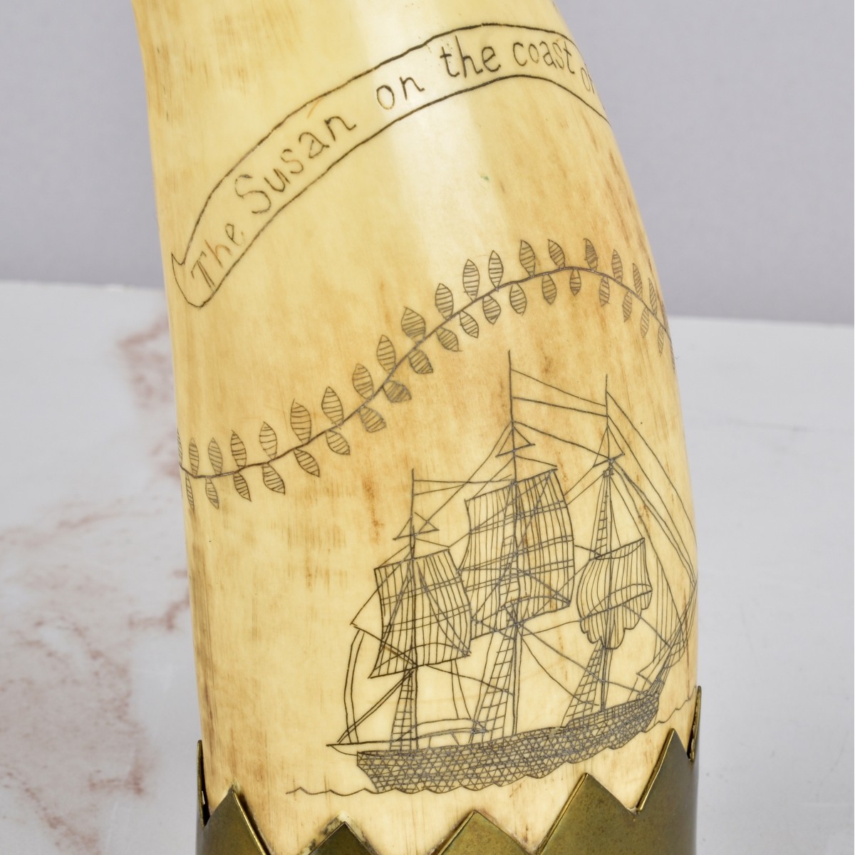 Antique Scrimshaw Whales Tooth