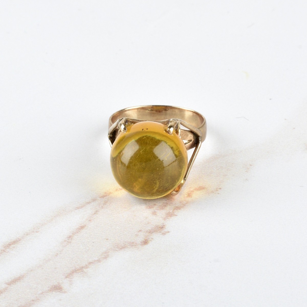 Amber and 14K Ring