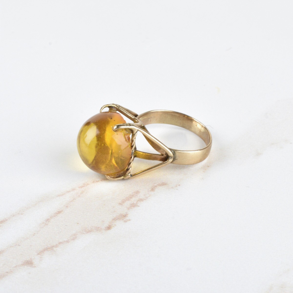 Amber and 14K Ring