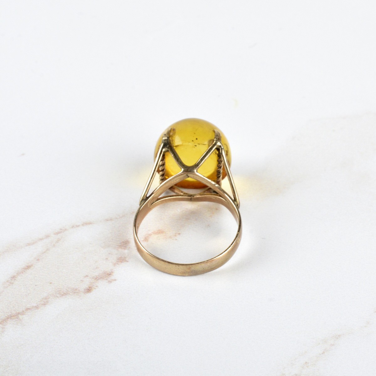 Amber and 14K Ring