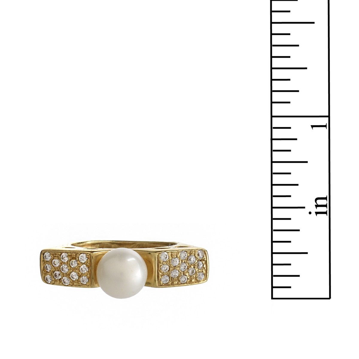Pearl, Diamond and 18K Ring