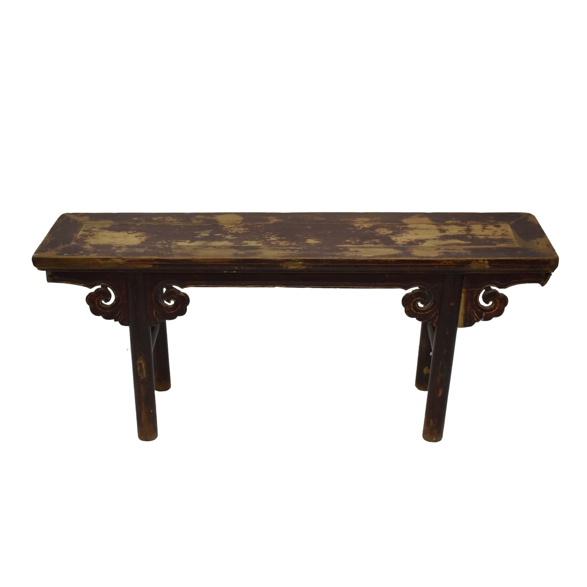 Antique Carved Chinese Painted Wood Bench