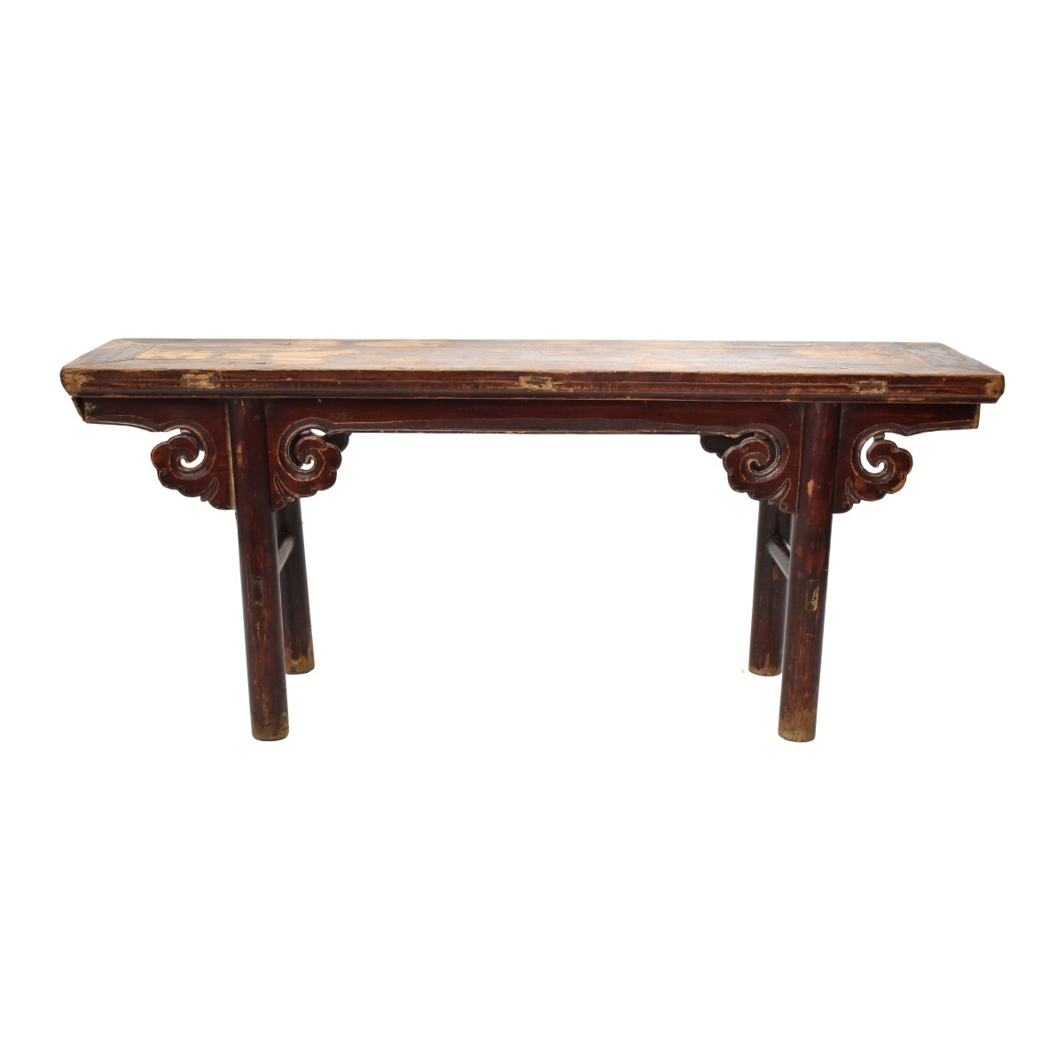Antique Carved Chinese Painted Wood Bench
