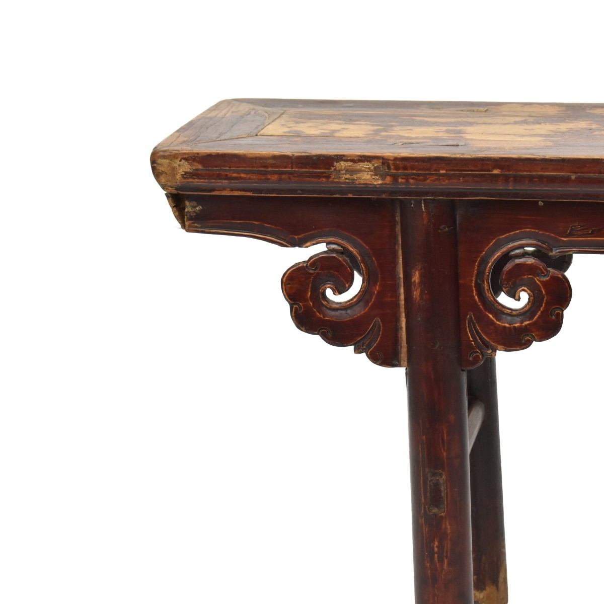 Antique Carved Chinese Painted Wood Bench