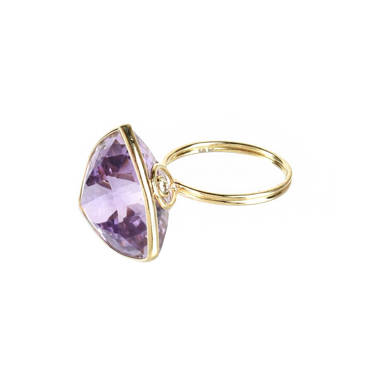 Amethyst, Diamond and 18K Ring