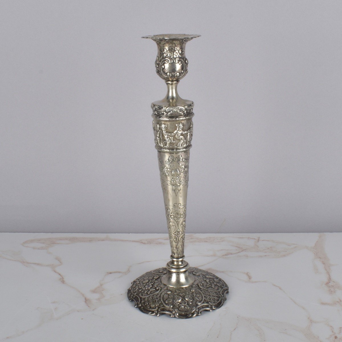 Repousse' German 800 Silver Candelabra