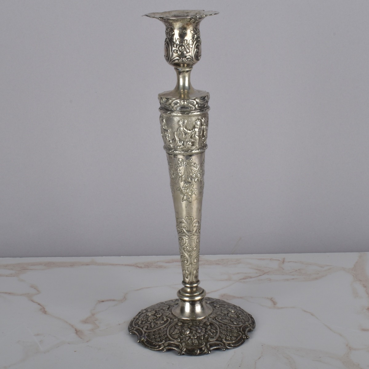 Repousse' German 800 Silver Candelabra