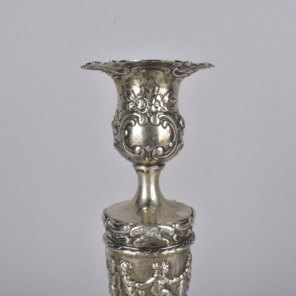 Repousse' German 800 Silver Candelabra