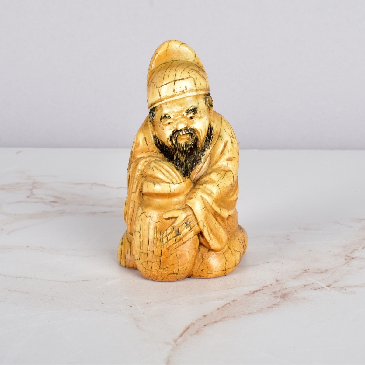 Chinese Man with Jar Handcarved