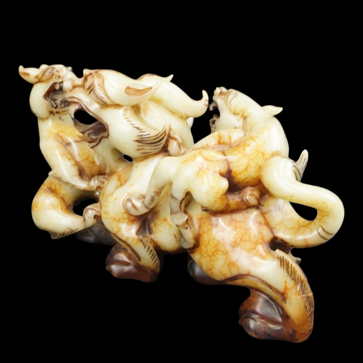 Chinese Carved Soapstone Food Dogs
