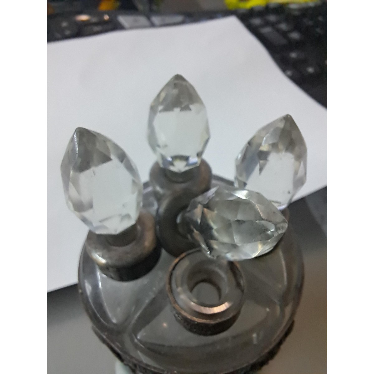 Continental Silver Mounted Glass Cruet Set