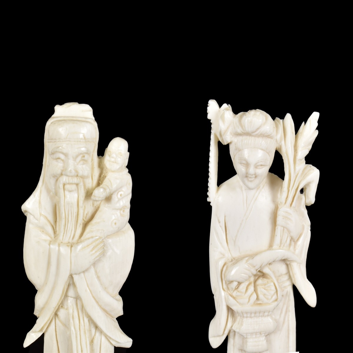 Two Antique Chinese Carved Figurines