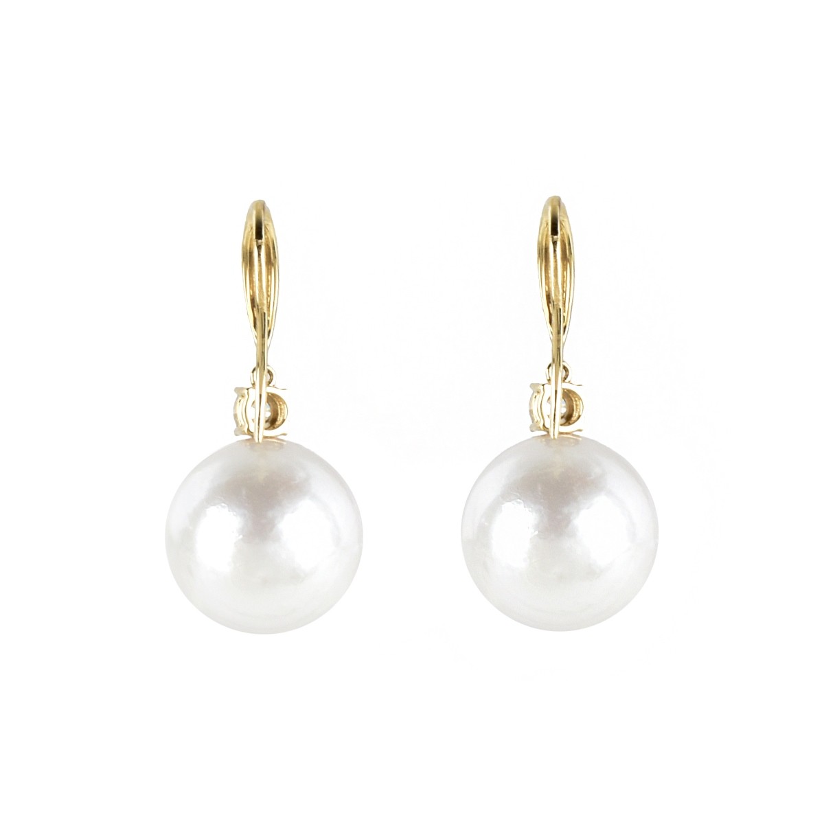 Pearl, Diamond and 18K Earrings