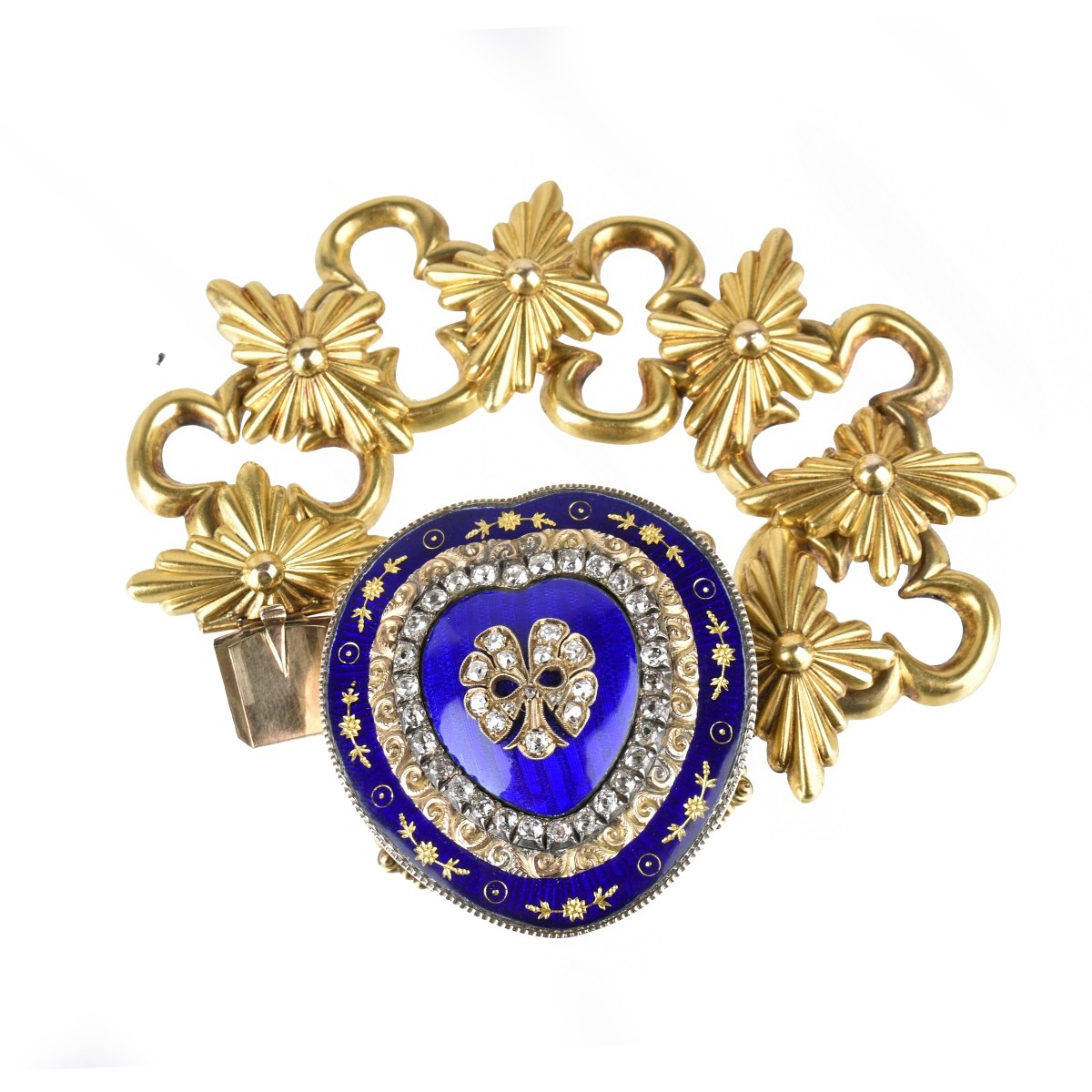 Diamond, Enamel and 14K Bracelet
