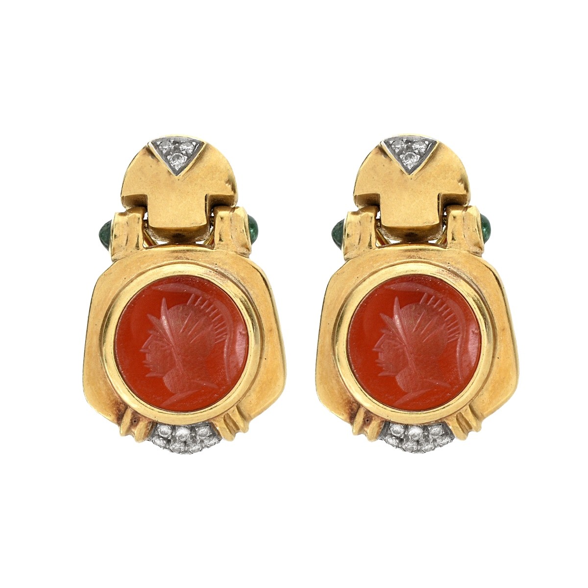 Gemstone, Carnelian and 18K Earrings