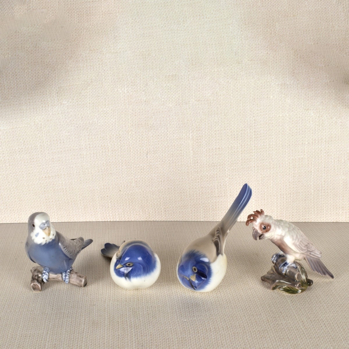 Four Danish Porcelain Bird Figurines