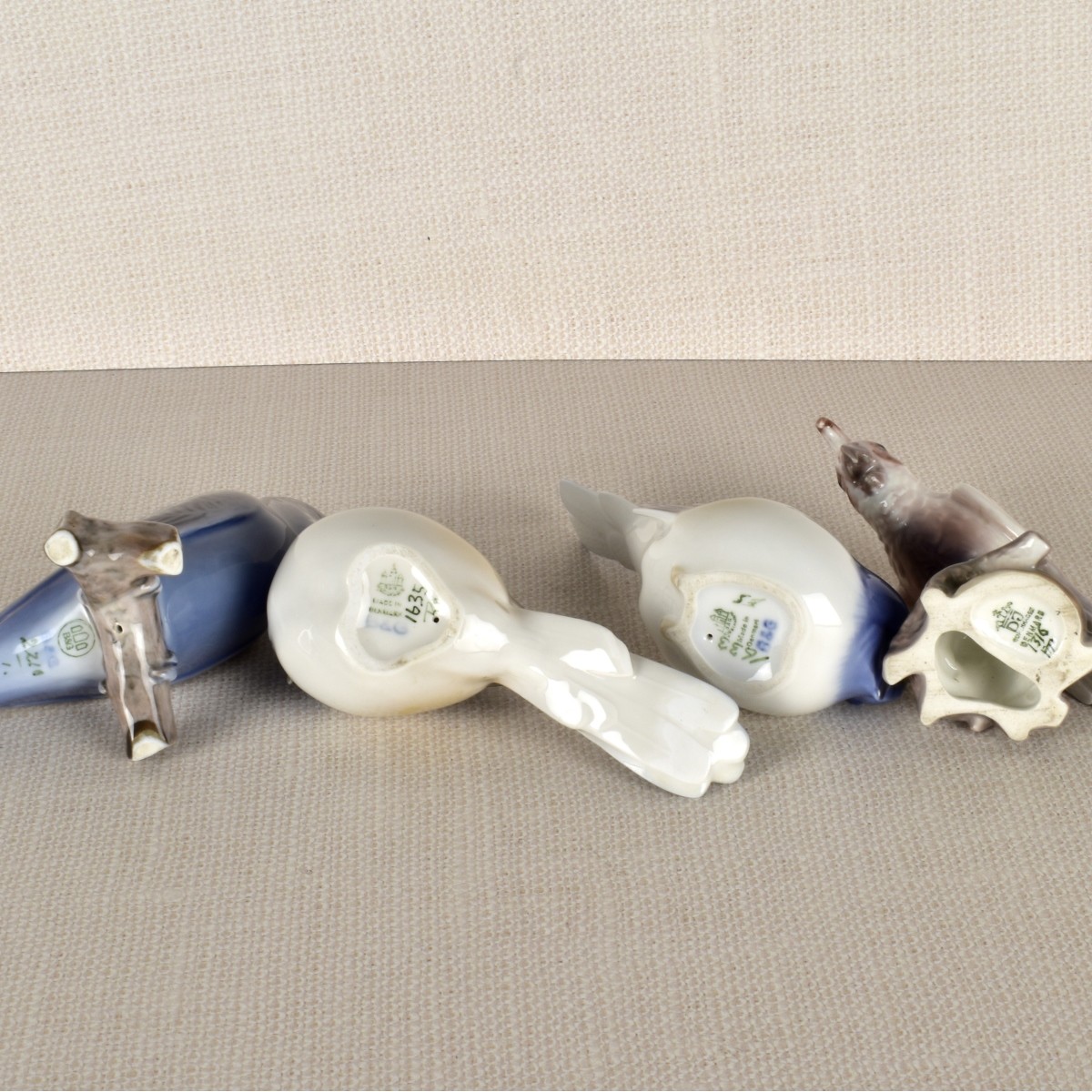 Four Danish Porcelain Bird Figurines