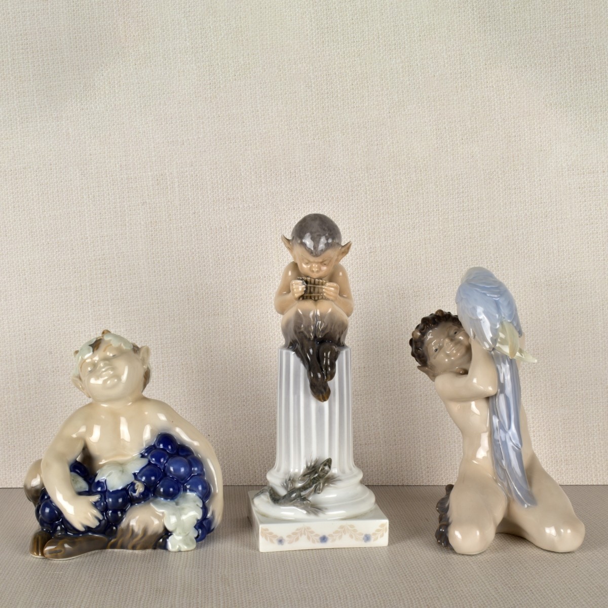 Three Royal Copenhagen Satyr Figurines