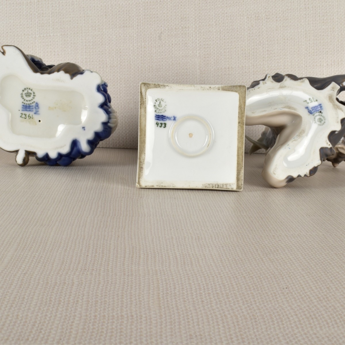 Three Royal Copenhagen Satyr Figurines