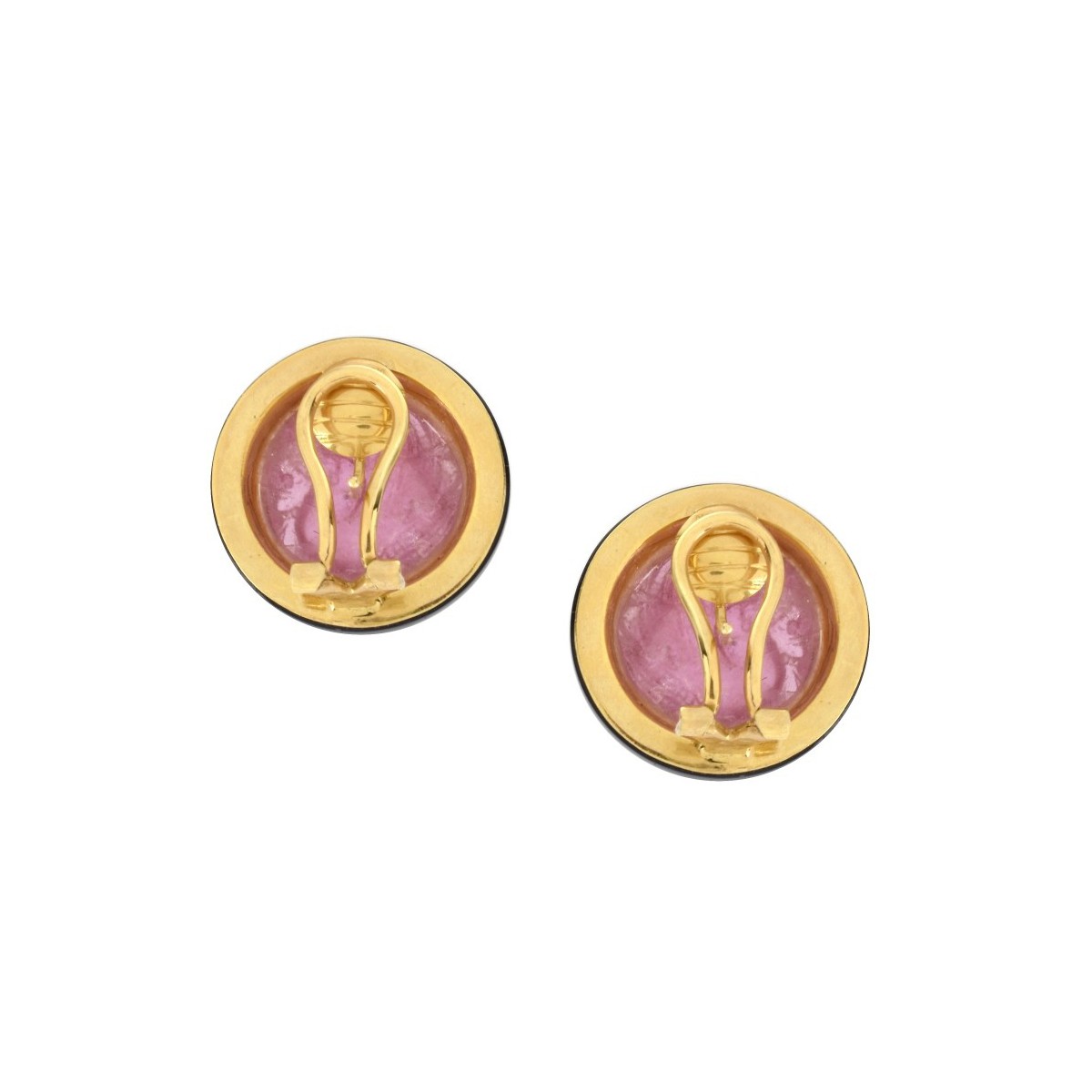 Tourmaline, Onyx and 18K Earrings