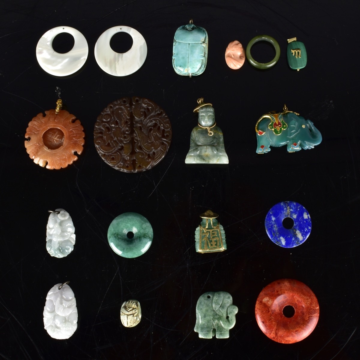 Chinese Hardstone Jewelry, 14K accent.