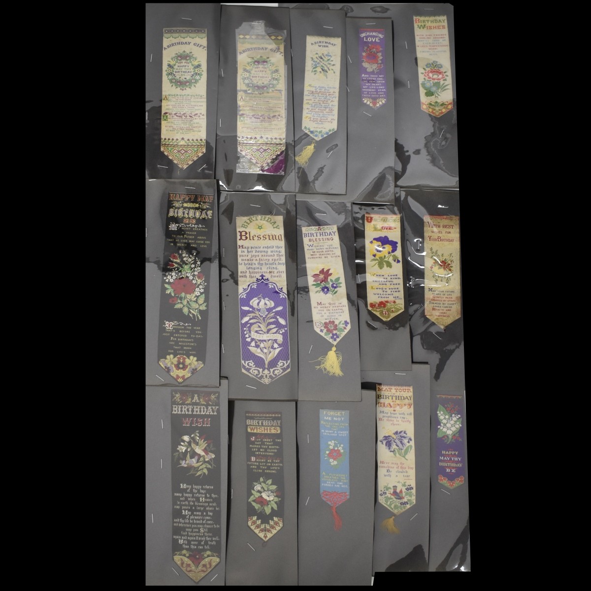 19C Embroidered Silk Bookmarks