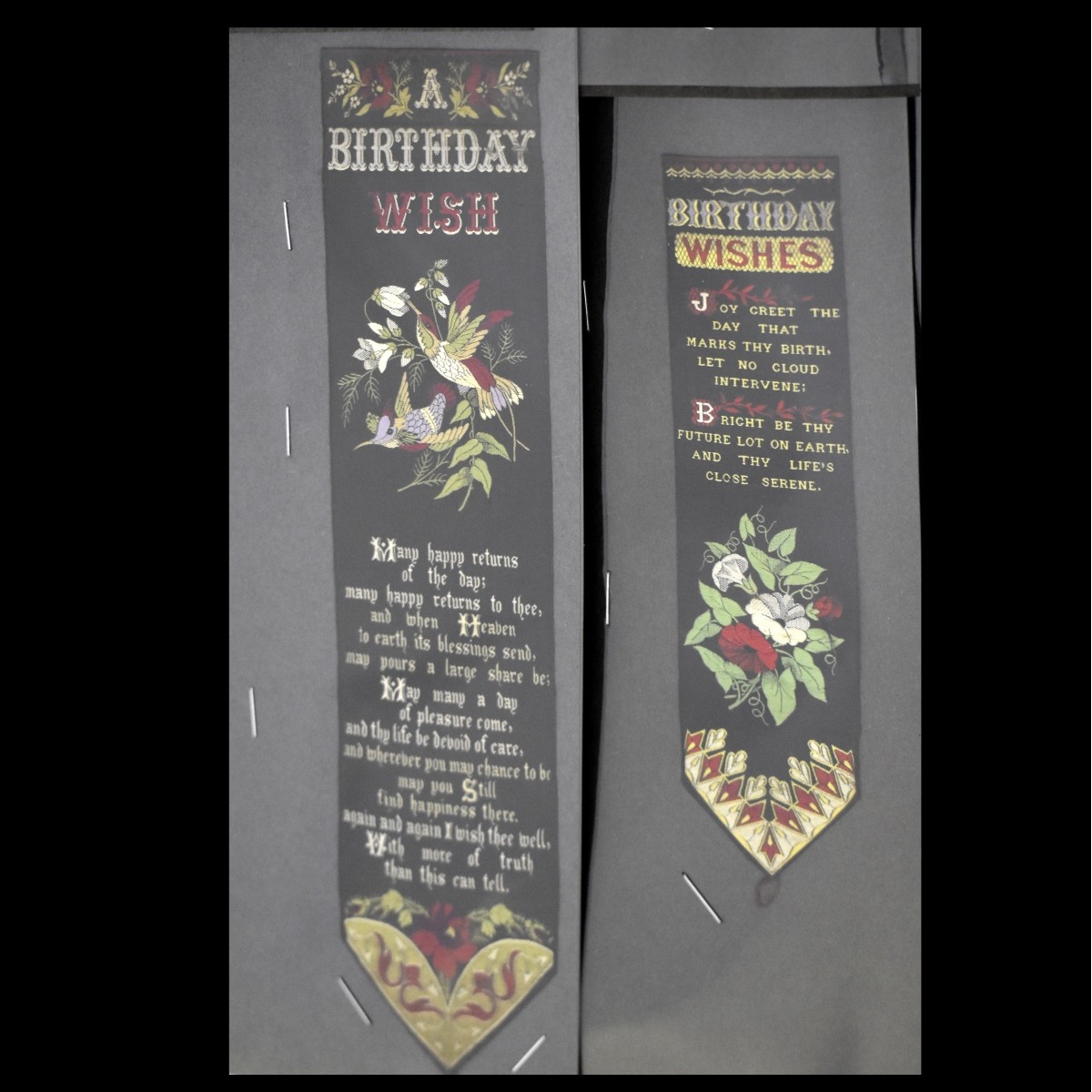 19C Embroidered Silk Bookmarks