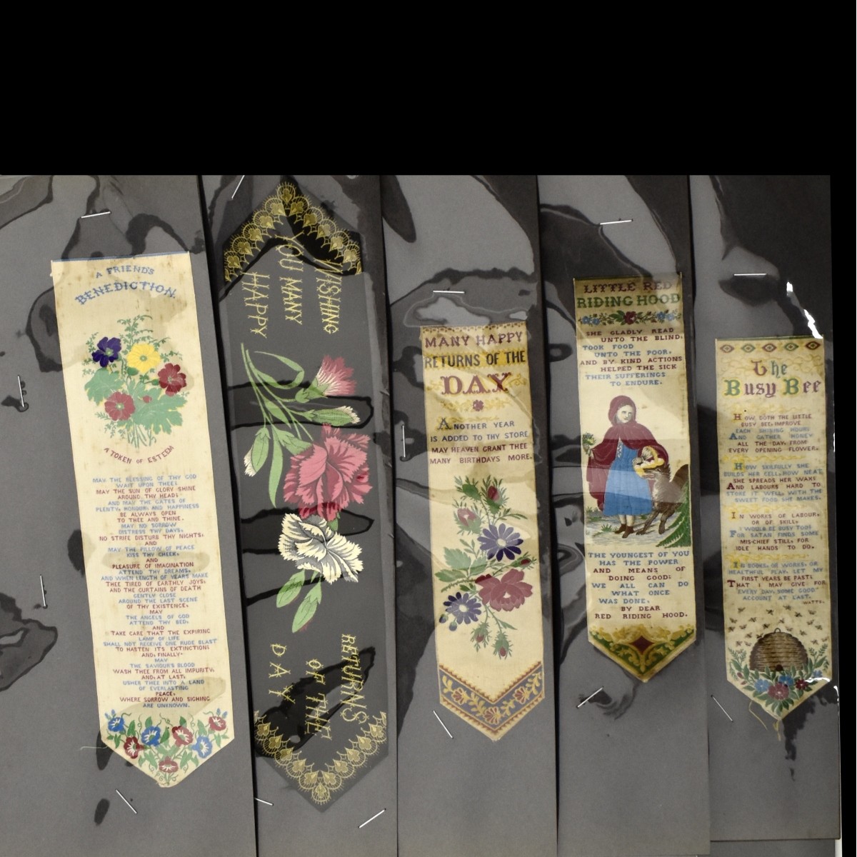 19C Embroidered Silk Bookmarks