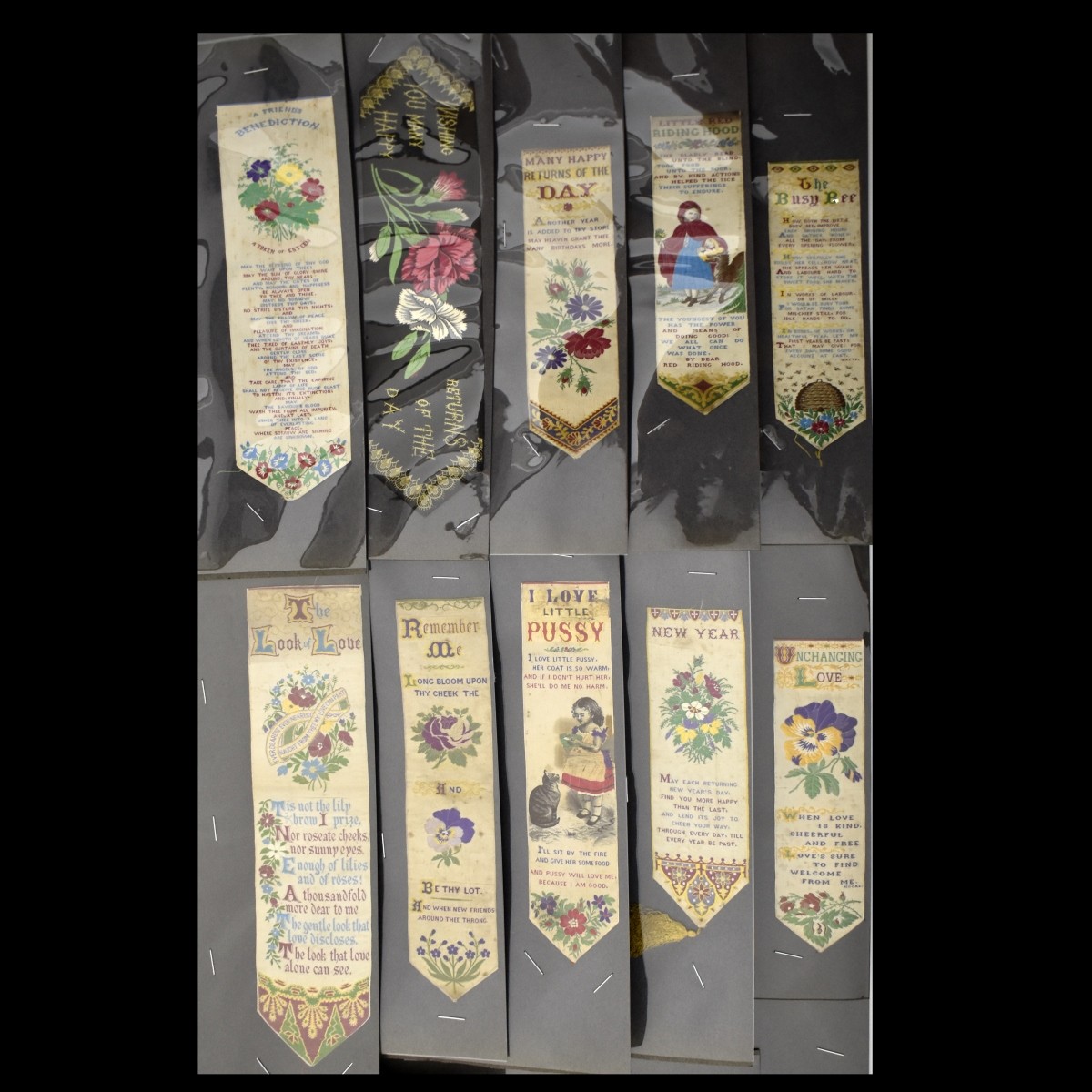 19C Embroidered Silk Bookmarks