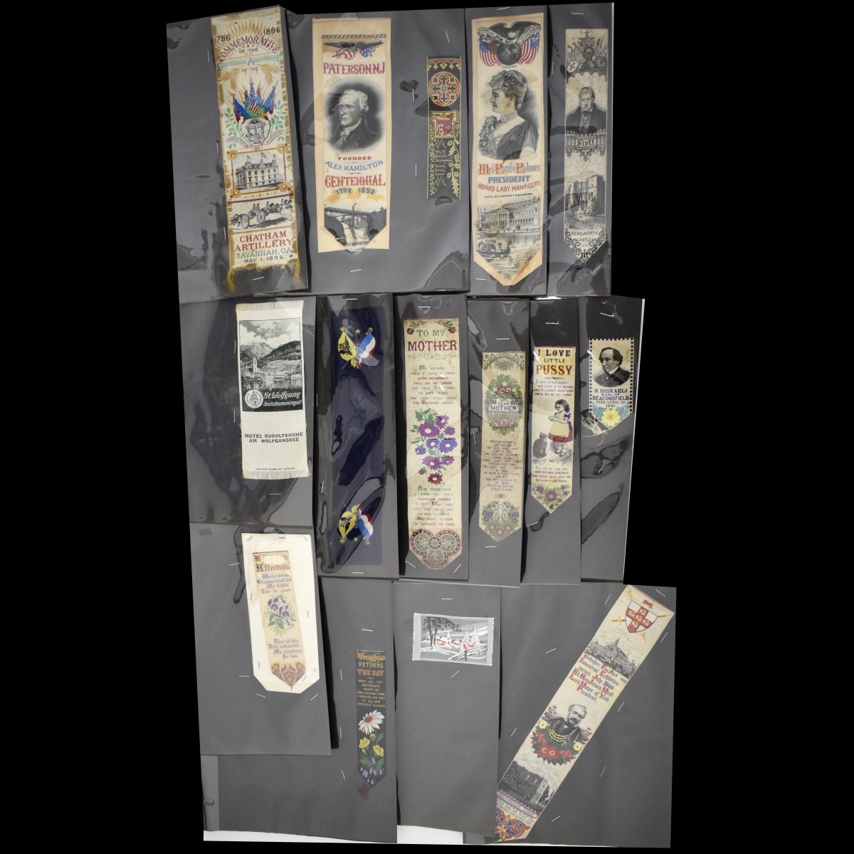 19C Embroidered Silk Bookmarks