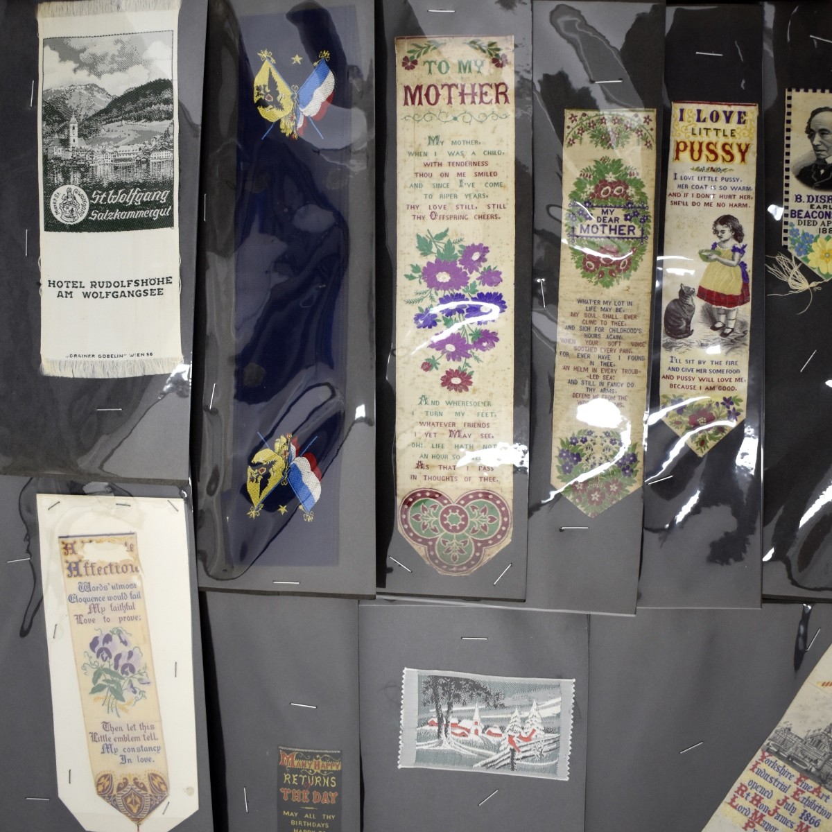 19C Embroidered Silk Bookmarks