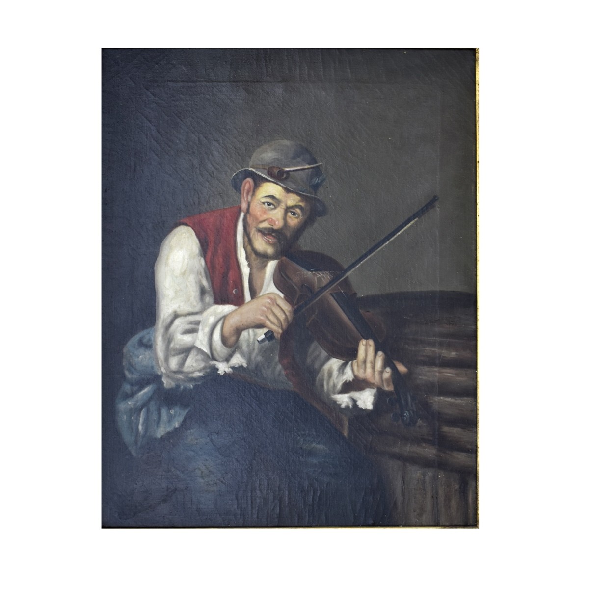 Oil on Canvas of Man with Violin