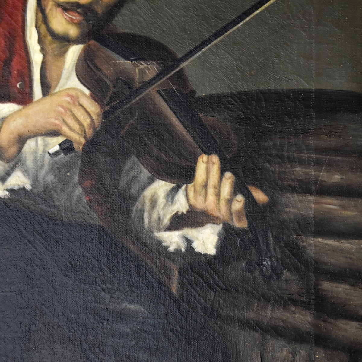 Oil on Canvas of Man with Violin