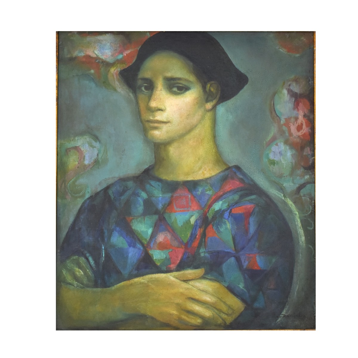 Oil on Canvas Portrait of a Harlequin